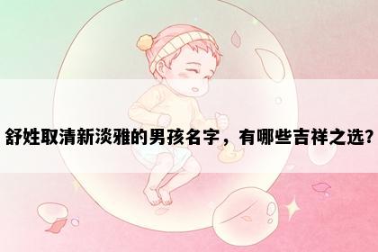 舒姓取清新淡雅的男孩名字，有哪些吉祥之选？